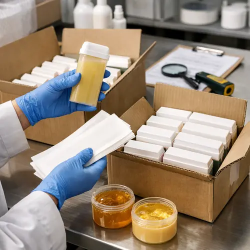 Quality inspection of roll-on wax cartridges and wax strip cartons for leakage, deformation, and transport damage