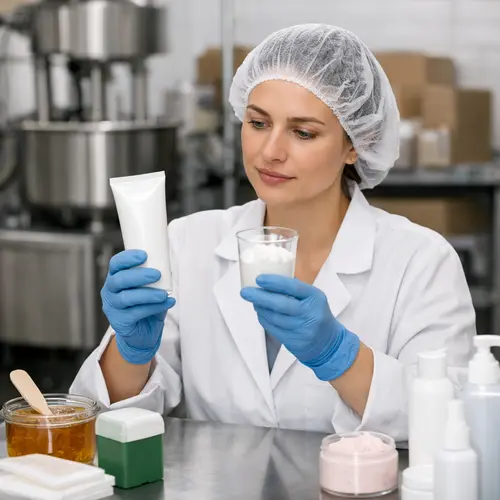 Depilatory cream sample review in a hair removal product testing laboratory