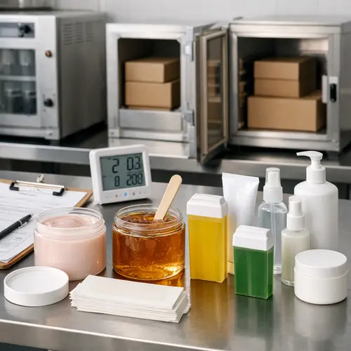 Quality control review of wax, sugar wax, and aftercare products in retail packaging