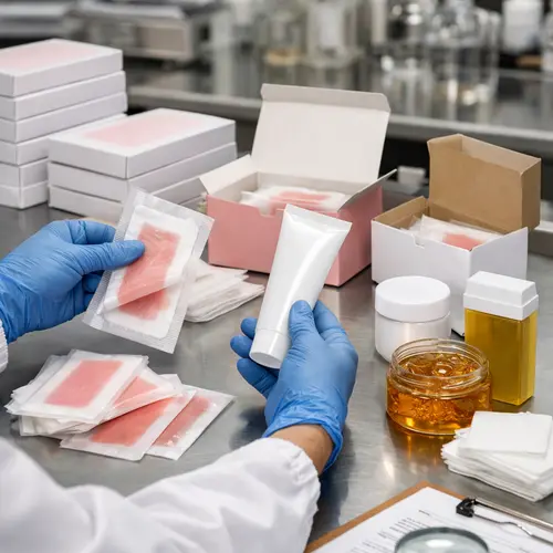Wax strip pouches and depilatory cream tube packaging compatibility inspection