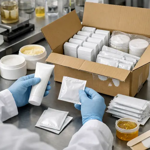 Quality-control inspection of depilatory cream packaging for leakage, seals, and batch coding