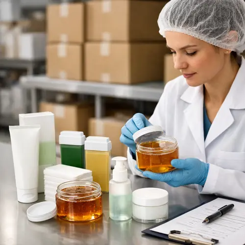 QC inspection of depilatory cream wax strips sugar wax and aftercare packaging