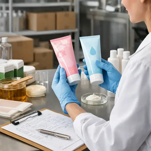 Depilatory cream sample review in final packaging during ODM confirmation
