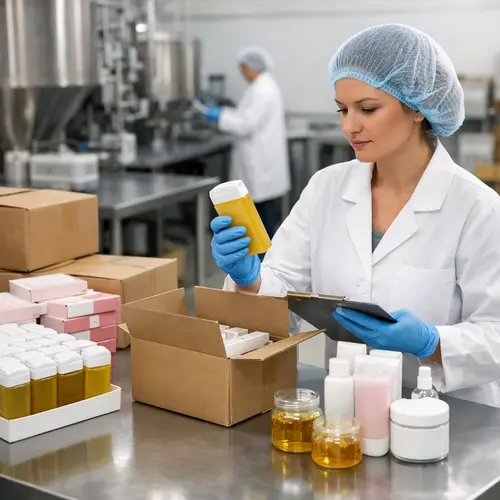 QC inspection of roll-on wax cartridges and wax strip packaging before shipment