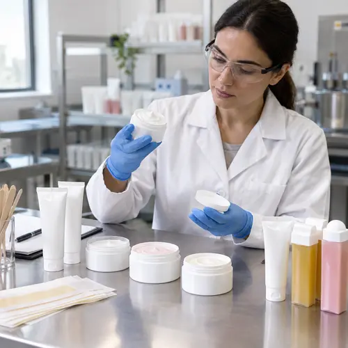 Depilatory cream sample review in final packaging during ODM quality confirmation