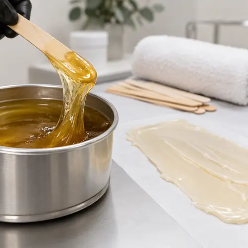 Hard wax texture and thin soft wax application prepared for salon comparison