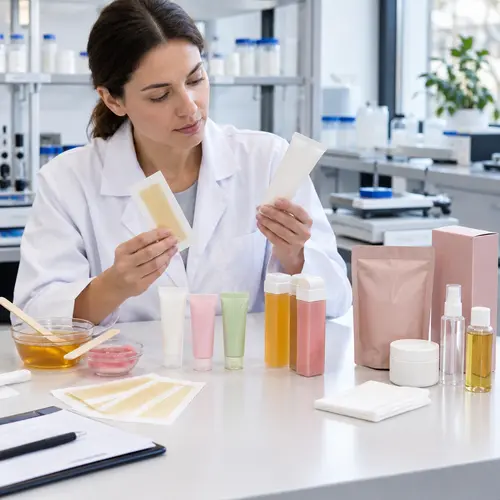 Depilatory cream and facial wax strip sample review with production-intent packaging