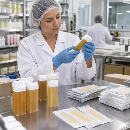 QC inspection of roll-on wax cartridges and facial wax strip packaging
