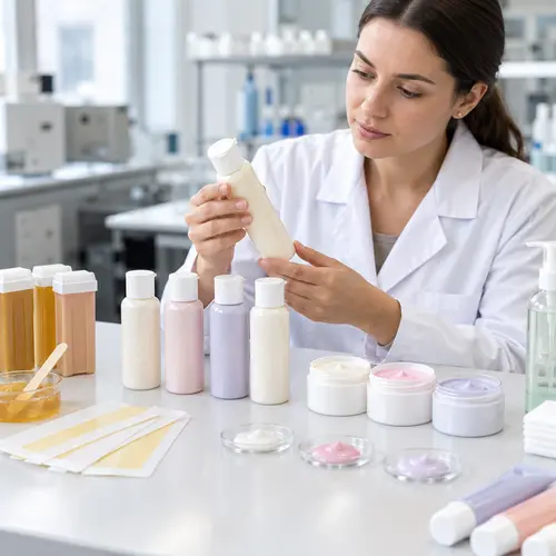 Depilatory cream sample review in production-intent bottles