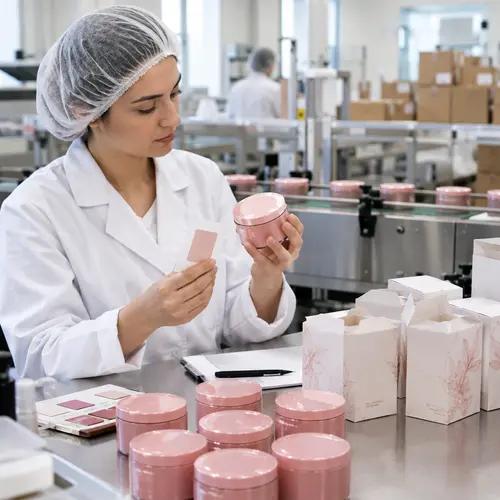 QC inspection of decorated hair removal wax jars and shipping cartons