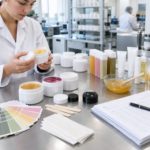 Wax jar packaging and depilatory cream samples under OEM approval review