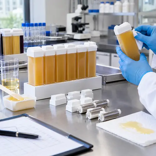 Roll-on wax cartridge leakage check during lab stability review