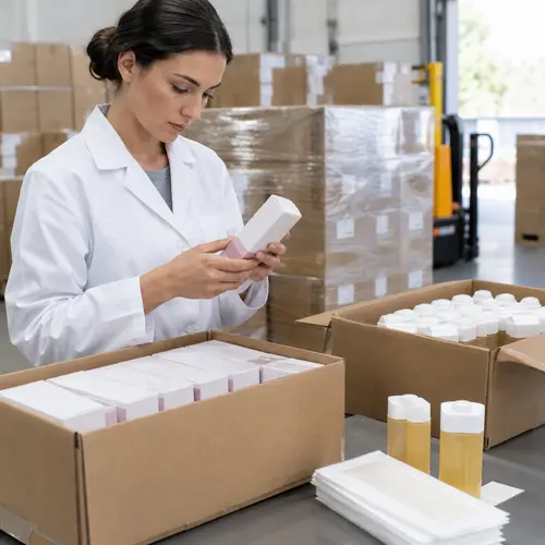 QC inspection of wax strip packaging and roll-on cartridge shipping cartons