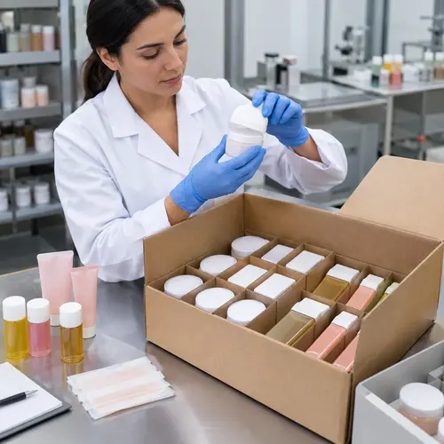 QC inspection of private label hair removal wax packaging after shipment testing