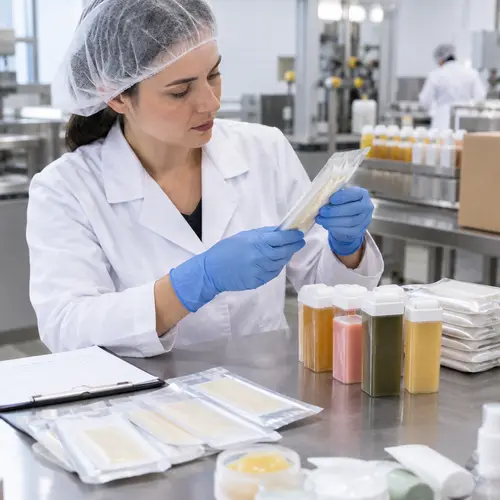 QC inspection of wax strip packaging and roll-on cartridge leakage
