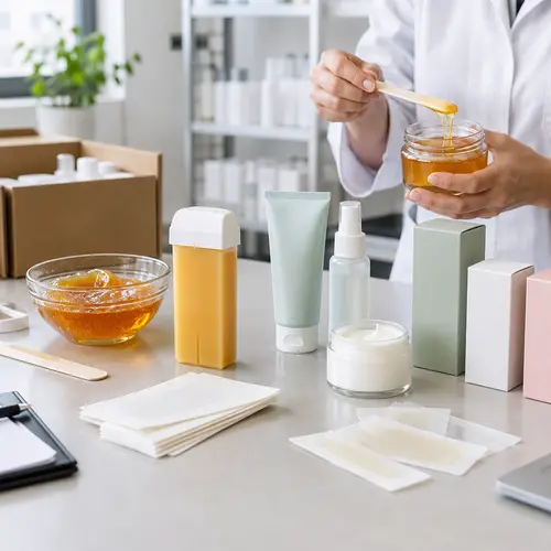 Sugar wax, wax strips, roll-on cartridge, and aftercare kit packaging review