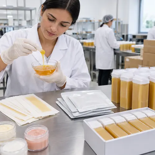 Hair removal wax, wax strip packaging, and roll-on cartridge quality inspection