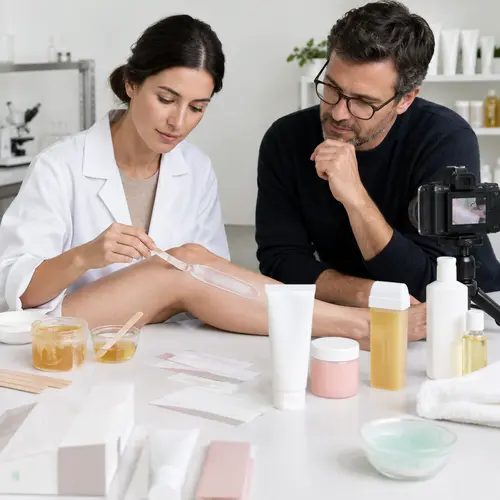 Depilatory cream sample review showing texture and hair removal performance