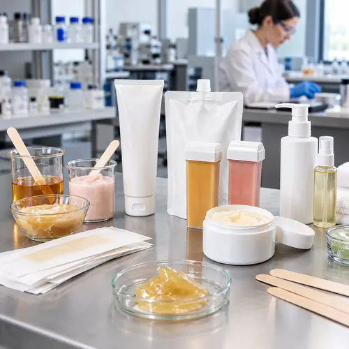 Depilatory cream and wax samples reviewed with final hair removal packaging
