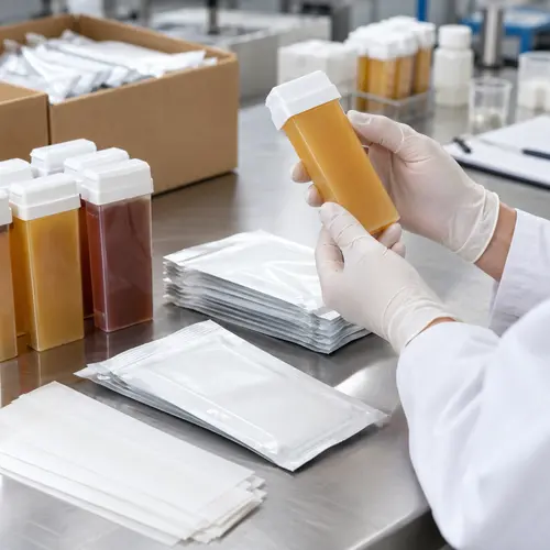 Roll-on wax cartridge and wax strip packaging leakage and compatibility inspection