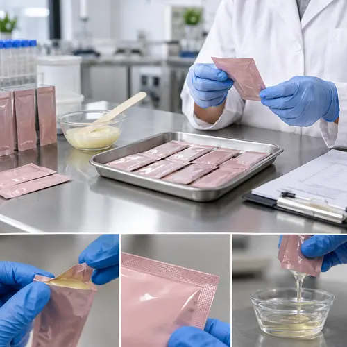 Filled hair removal sachet packaging inspection for seal and leakage performance