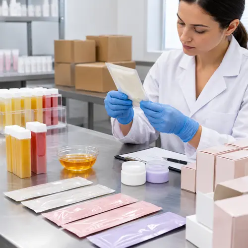 Quality inspection of sealed hair removal sachets and wax cartridges before shipment