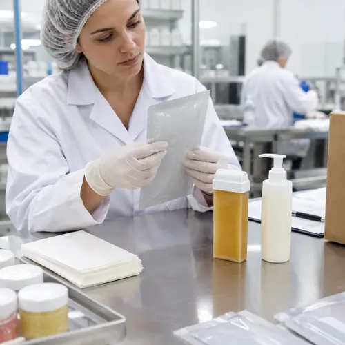 Quality inspection of wax strip pouch, roll-on wax cartridge, and aftercare pump packaging