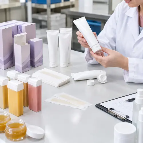Depilatory cream and facial wax strip packaging compatibility and quality inspection