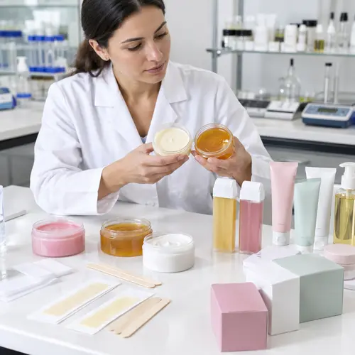 Depilatory cream sample review with hair removal packaging components
