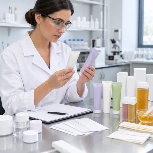 Depilatory cream sample review with final tube packaging and batch records