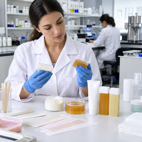 Depilatory cream and wax sample review with hair-removal packaging components