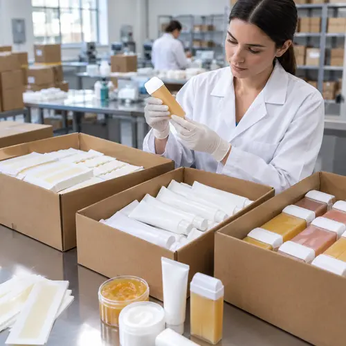 Quality inspection of wax strip packaging, depilatory cream tubes, and roll-on wax cartridges