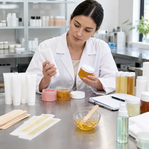 Depilatory cream and sugar wax samples reviewed for texture and packaging compatibility