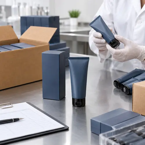 Men's hair removal aftercare gel packaging and finished carton quality inspection