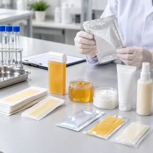 Wax strip pouch and roll-on wax cartridge packaging inspection