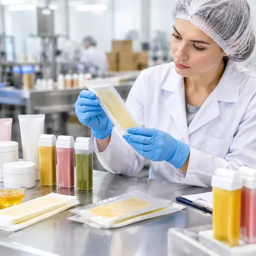 QC inspection of wax strip packaging and roll-on wax cartridges