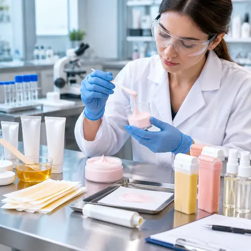 Depilatory cream sample review for viscosity texture and packaging compatibility