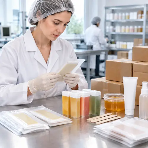 QC inspection of wax strip packaging and roll-on cartridge seals
