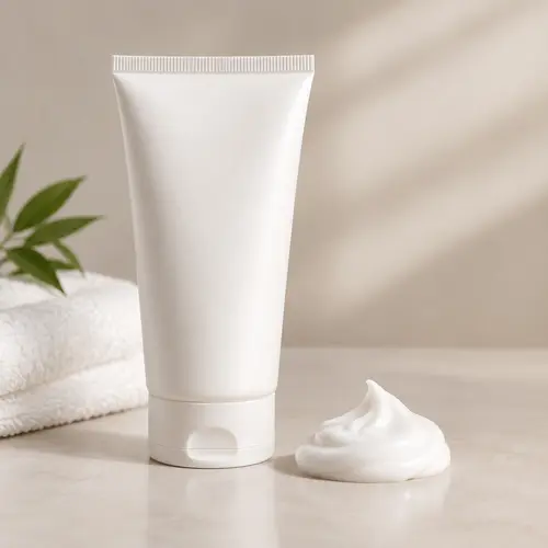 Sensitive-skin depilatory cream tube and smooth formula texture
