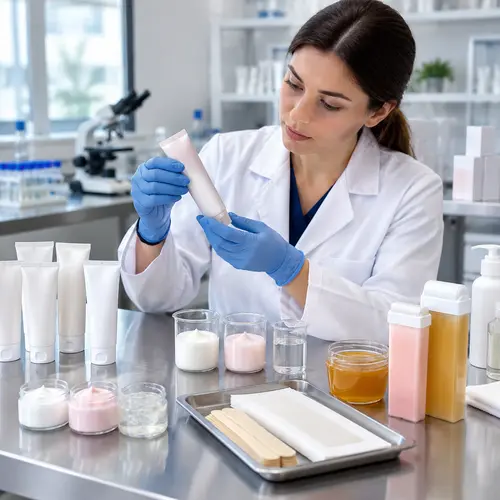 Depilatory cream sample review during laboratory stability testing