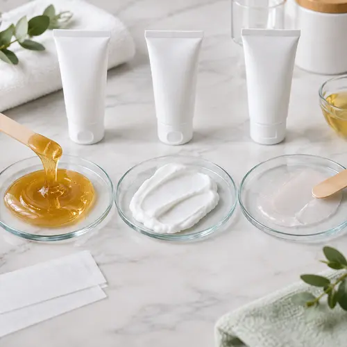 Depilatory cream sample review comparing texture and spreadability