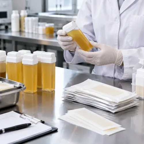 Roll-on wax cartridge leakage check and wax strip packaging inspection