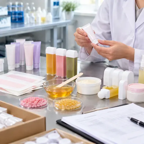 Depilatory cream and roll-on wax samples under OEM packaging review