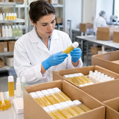 Quality inspection of roll-on wax cartridge leakage and aftercare kit packaging
