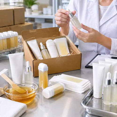 Private-label hair removal aftercare kit packaging review with wax strips depilatory cream and serum