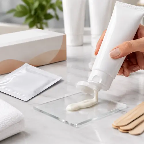 Depilatory cream sample review for a private-label hair removal catalog