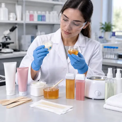 Depilatory cream and sugar wax sample review with retail packaging
