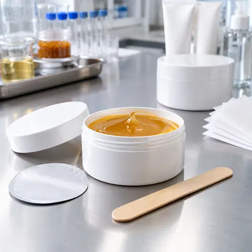 Wax jar packaging compatibility review with lid liner and filled sample