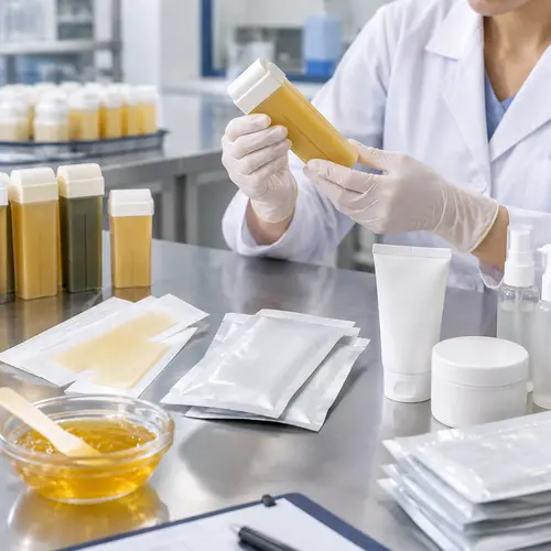 QC inspection of wax strips, roll-on cartridge leakage, and aftercare kit packaging