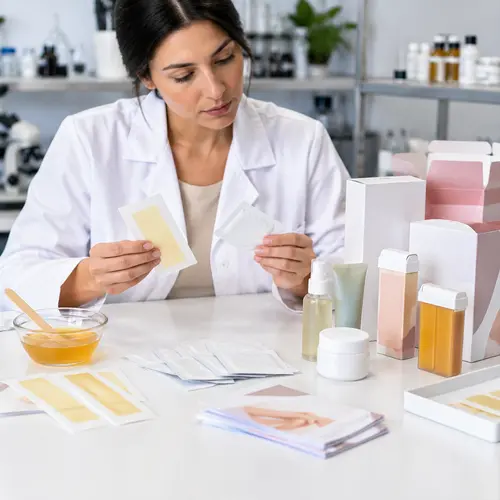 Private label wax strip kit sample review with wipes, aftercare, instructions, and packaging